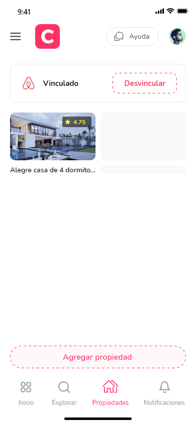 App móvil: propiedades del cliente