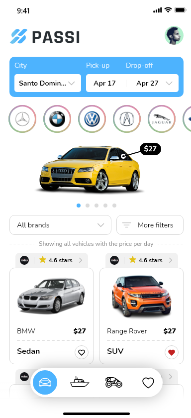 Pantalla de inicio de la app con Stories en la parte superior